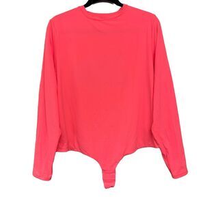 Skims Fits Everybody Long Sleeve Crew Neck Bodysuit - Neon Coral - 4x